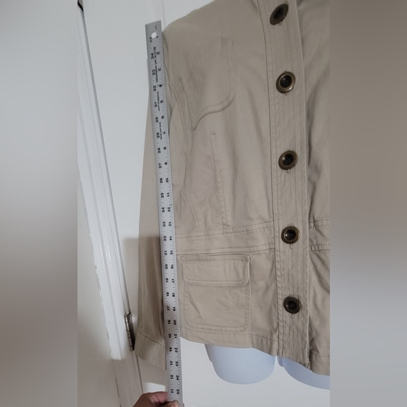 EARTHY KHAKI CASUAL COAT PETITE CAN BE WORN FOR ANY OCASION CHARTER CLUB SZ L - Picture 6 of 7